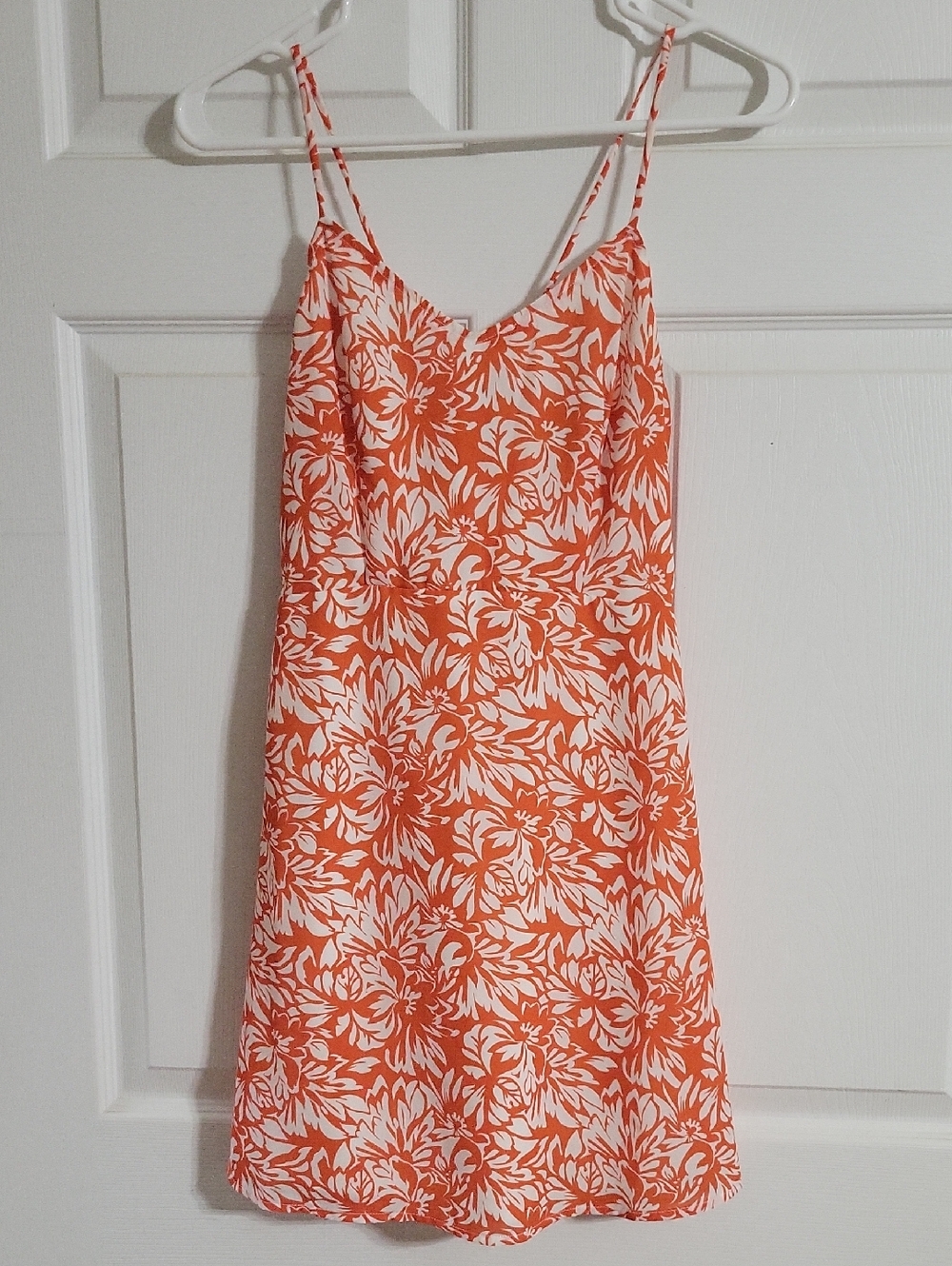 Lulus Orange Floral Mini Dress Small Open Back Tie Strap Summer
